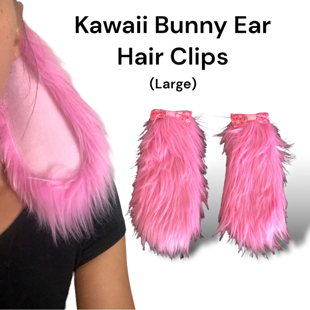Bunny Ear Hair Clip 10” Long Kawaii